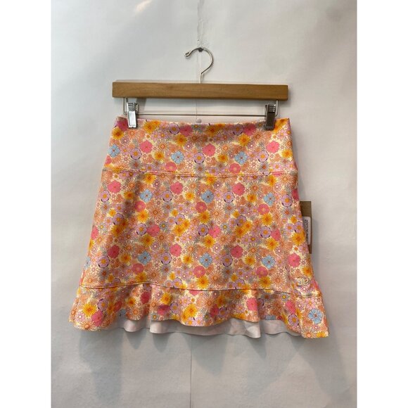 Albion Fit Women's Darling Pink High Waisted Swim Skirt Size Large Floral New - Picture 1 of 6
